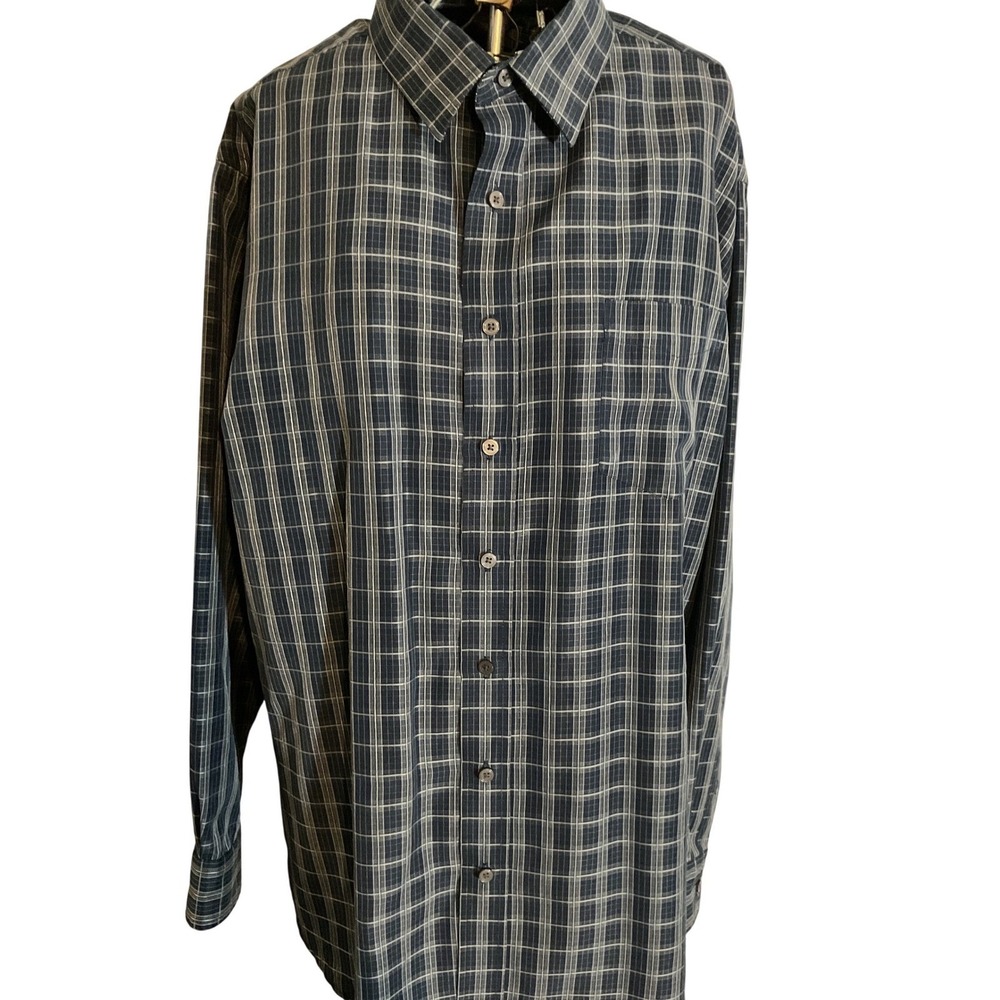 Croft & Barrow Mens XL Blue Plaid Easy Care Button Down Shirt Long Sleeve Pocket